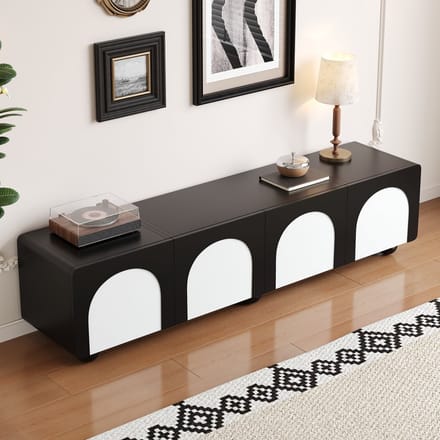 REDOM - TV-meubel - MDF - modern ontwerp - 180 x 38 x 45 cm (L x B x H) - Black,Black White
