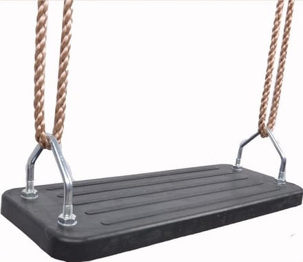 Rubber Schommelzitje met Stalen Inlegplaat - Zwart