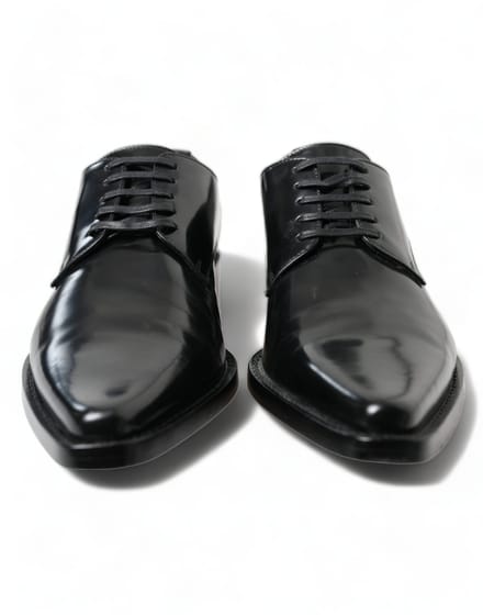Dolce & Gabbana Zwarte Leren Veterschoenen Formele Flats