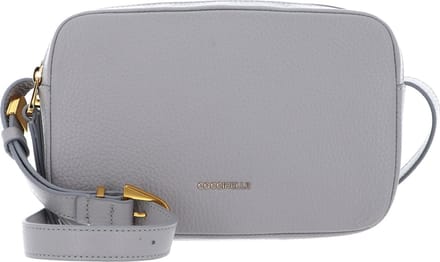 COCCINELLE Leren Schoudertas Coccinelle Gleen Handbag Grained Leather Light Grey Lichtgrijs