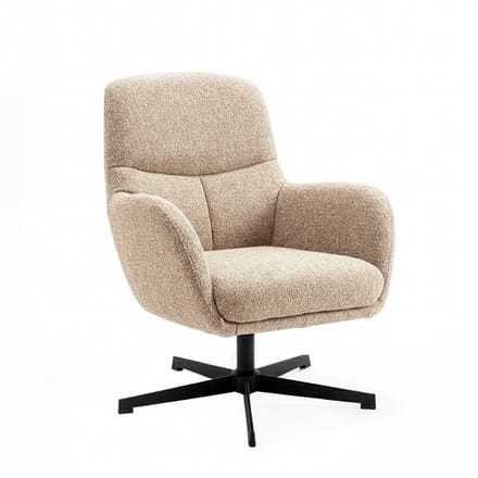 Draaifauteuil Laag Coco - Beige Stoffen Fauteuil - Draaibaar