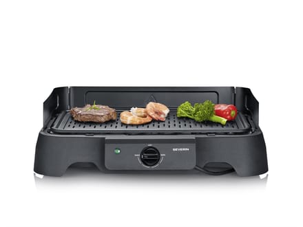 Severin PG 8595 Tafelgrill – 2000 W – Aluminium Grillplaat – Glad & Geribbeld – Zwart