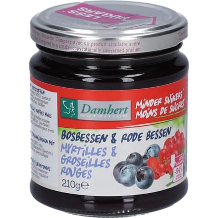 Damhert Dieet Jam (0 toegevoegde suikers) - 210 gram - Bosbessen