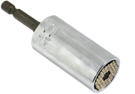 GEKO Universele dopsleuteladapter - Verstelbaar 7-19 mm - Inclusief booradapter - CrV staal