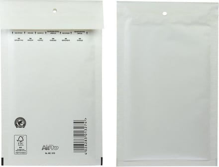 Luchtkussenenveloppen formaat 120 x 215 mm met stripsluiting wit doos van 200 stuks