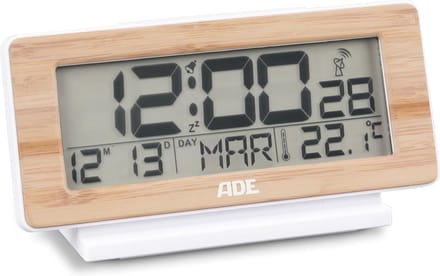 Digitale Wekker met Temperatuurweergave en Kalender in Bamboe Design - LCD-display met Snooze-functie