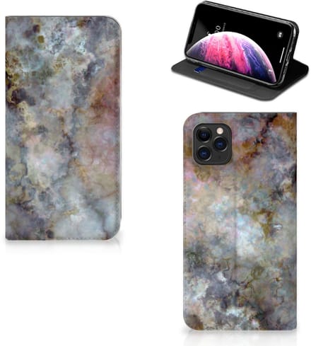 Apple iPhone 11 Pro Max Standcase Marmer Grijs