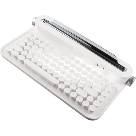 Clavier Bluetooth vintage 86 touches, clavier sans fil portable avec support intégré pour Windows pour blanc