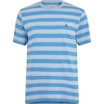 Original Penguin Heren Gestreepte Ronde Hals Regular T-Shirt (Classic Blue)