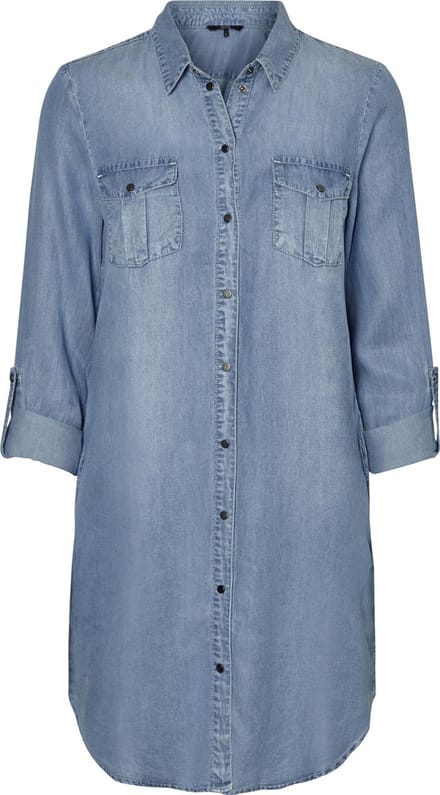 VERO MODA - VMSILLA LS SHORT DRESS LT BL GA Dames Jurk