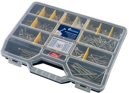 Assortimentkoffer spaanplaatschroeven RVS-A2 PZ