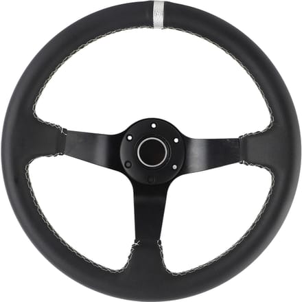 350mm14in 6 Bouten Diep Bord Zwart Leer Racing Stuurwiel Met Hoorn black