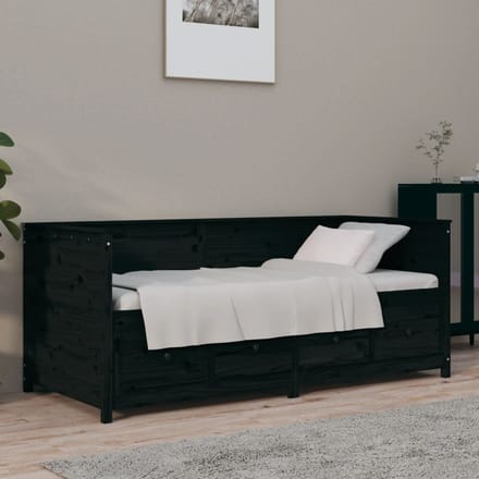 vidaXL - Slaapbank - 90x190 - cm - massief - grenenhout - zwart
