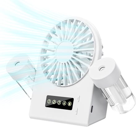 Handventilator Waternevel - Mini USB Ventilator - Koelte Onderweg - 4 Snelheden Instelbaar - 16x13x5 cm - Wit