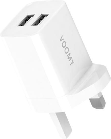 Voomy Reisstekker Engeland/UK - 2 USB poorten - Wereldstekker Type G - Reisadapter - Wit