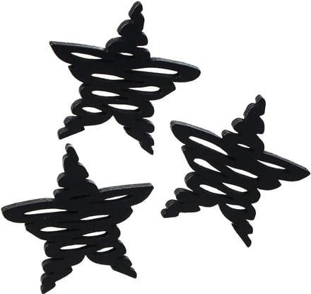 Strooidecoratie zwarte sterren Kerst hout Ø4cm 72 st, 72 Stück