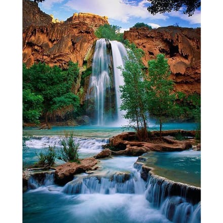 5D Diamond Painting Waterval Vol Rond Kruissteek Diamant Borduurwerk 20X30CM brown