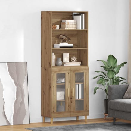 vidaXL - Highboard - Artisan - Eiken - 69,5 - x - 32,5 - x - 180 - cm - Bewerkt - hout