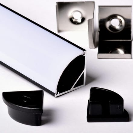 2 Meter Aluminium LED Strip Profiel met Afgeronde Hoek en Witte Diffuser