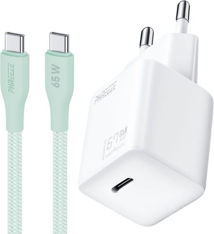 Snellader - 65w usb C adapter met oplaadkabel - 1 meter - usb C naar usb C - Oplader usb C - Voor telefoon, tablet en laptop - Oplader
