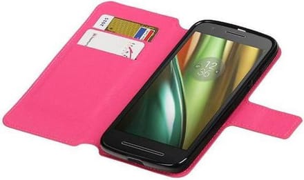 Cross Pattern TPU Bookstyle Case Hoesjes Geschikt voor Motorola Moto E (3nd Gen) E3 Roze