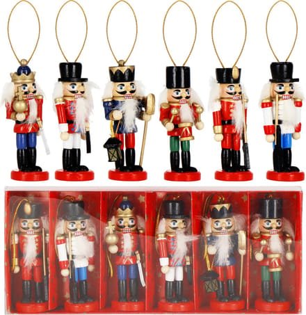 Springos Notenkraker Kerst | Houten Soldaat | Kerstversiering | 6 Stuks | Multicolor | 6 cm