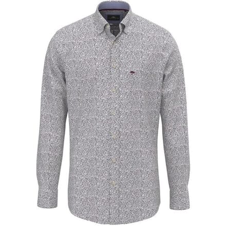 Fynch-Hatton Overhemd Mini Flower Pattern Kent Collar Deep Merlot / male