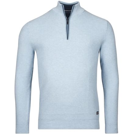 Baileys Trui Half Zip Structure Knit Combed Cotton Pastel Blauw Melange / male