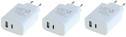 3 stuks OneOne 20W snellader met 2 poorten. Witte oplader met USB C en USB A. PD en Quick Charge lader adapter past op Apple iPhone 13 Mini, iPhone 13 Pro, iPhone 13 Pro Max, iPhone 14, iPhone 14 Plus, iPhone 14 Pro, iPhone 14 Pro Max