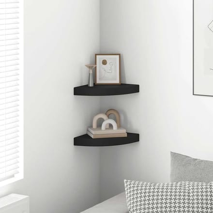 vidaXL - Hoekschappen - zwevend - 2 - st - 25x25x3,8 - cm - MDF - zwart