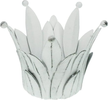 Windlichtje metaal antiek wit 8x14x11cm