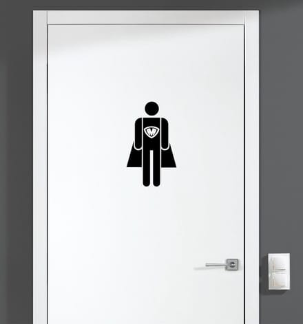 Deursticker - Superman - Zwart 17x10