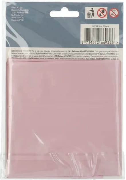 Folat - Folieballon Ster Pastel Roze - 48 cm