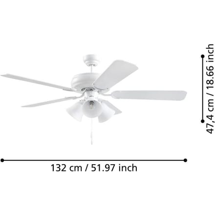 EGLO Las Palmas Plafondlamp met ventilator - 132cm - AC longer life - Wit