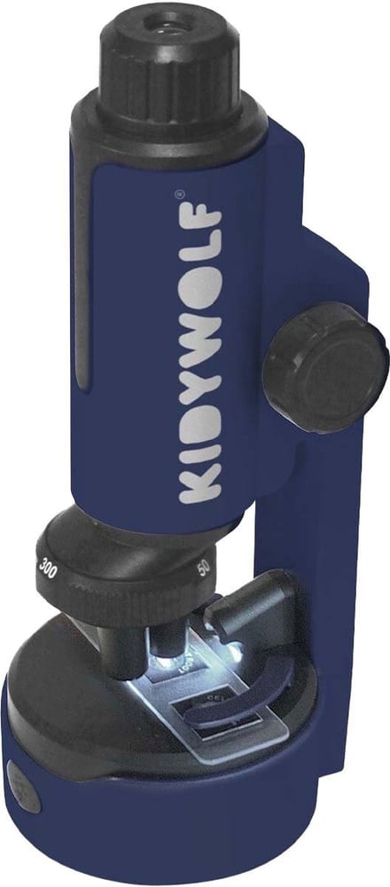 KIDYWOLF KIDYMICROSCOPE Kinder Microscoop Blauw – 50x/150x/300x Vergroting, LED Verlichting, 8+