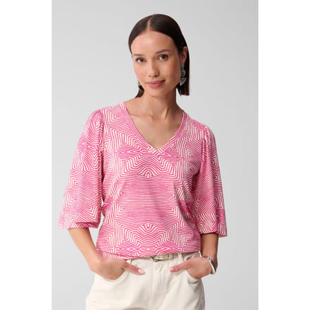 Shoeby La-sbrib Jersey Ruffle Top Pink Maat: S | Blouses Outlet | Dames | Roze