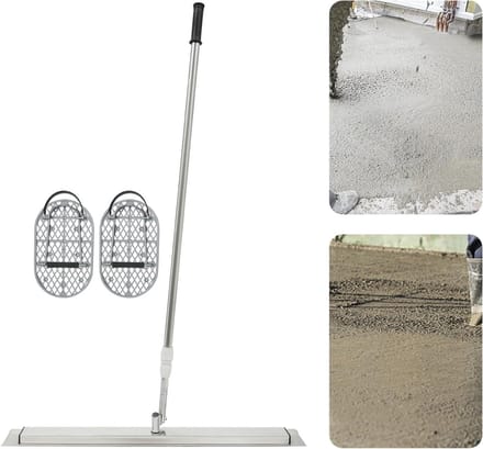Betonafwerkingstroffel - Cement gladmaker - Beton Egaliseren - Verstelbare Telescoopstang - 1.2-2m - Zilver