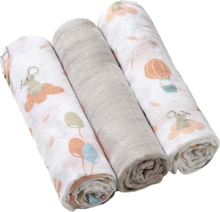 Babyono - Bamboe Luier - Beige Muizen - 70x70cm - 3 Stuks
