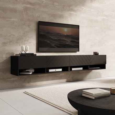 Meubella - TV-Meubel Asino - Zwart Visgraat - 200 cm