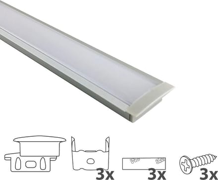 1M led strip profiel inbouw - 10mm hoog - Led profiel - Wit