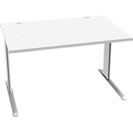 Schäfer Shop Pure Desk PLANOVA BASIC, rechthoekig, C-voet, B 1200 x D 800 x H 717 mm, wit + kabelgoot