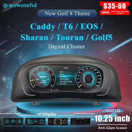 Wow nuttige 10,25 LCD digitale dashboardcluster voor VW Variant Caddy Touran T6 EOS Sharan Golf 5 virtueel instrumentenpaneel cockpit
