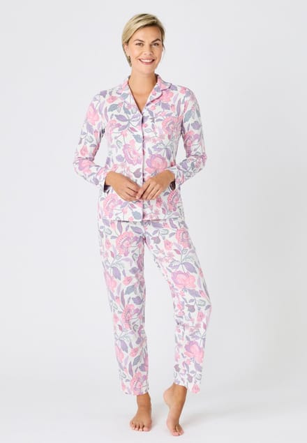Damart - Pyjama van jerseytricot met knopen - Dames - Roze - 46-48 (L)