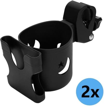 2-pack bekerhouders voor kinderwagens - diameter bekeropening 8,5 cm - zwart