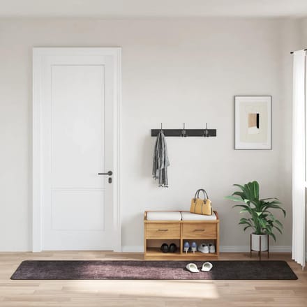vidaXL - Vloerkleed - wasbaar - 80x300 - cm - antracietkleurig