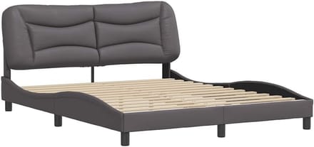 Tweepersoons Bedframe Kunstleer Grijs 160x200 cm met Hoofdeinde