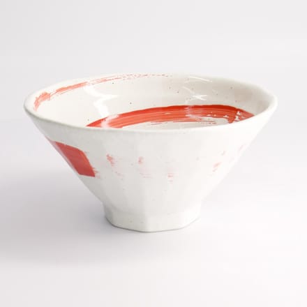 Tokyo Design Studio – Ramenbowl – Noodle Kom - Sushi Servies - Maru White – Wit/Rood - Ramen kom – 650ml - 19.5x10cm