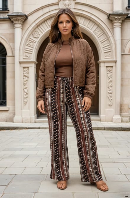 MI PIACE - Travel Jacket Woven Pattern MP2020038 Brown - Maat : XL