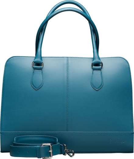 Su.B Laptoptas 14 inch- Handtassen Dames- Leer- Schoudertas met Laptopvak- Turkoois