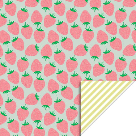 Cadeaupapier 70x300 cm - Strawberry Bright Salmon - Stripe Yellow